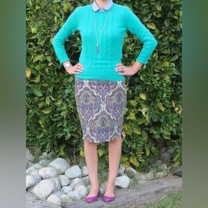 J. Crew Size 10 No. 2 Pencil Skirt in Royal Paisley